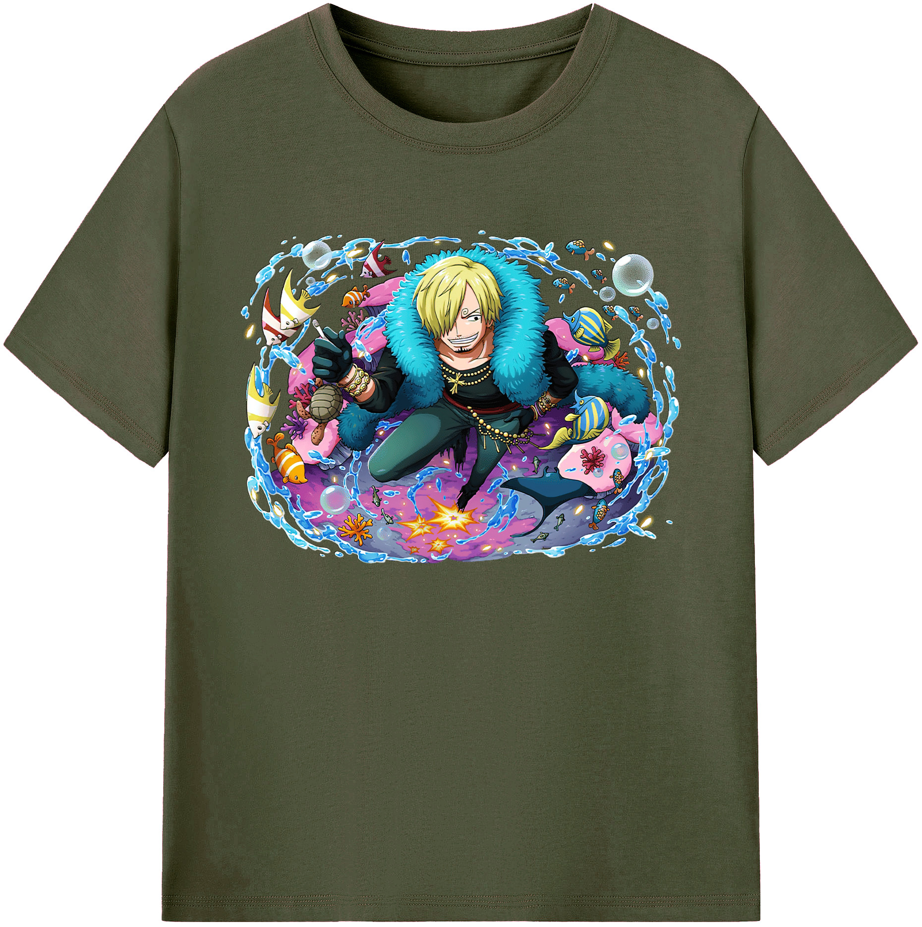 （画像用） ワンピース サンジ ONE PIECE Sanji 綿100％ メンズ半袖Tシャツ｜肌触りやわらか＆通気性